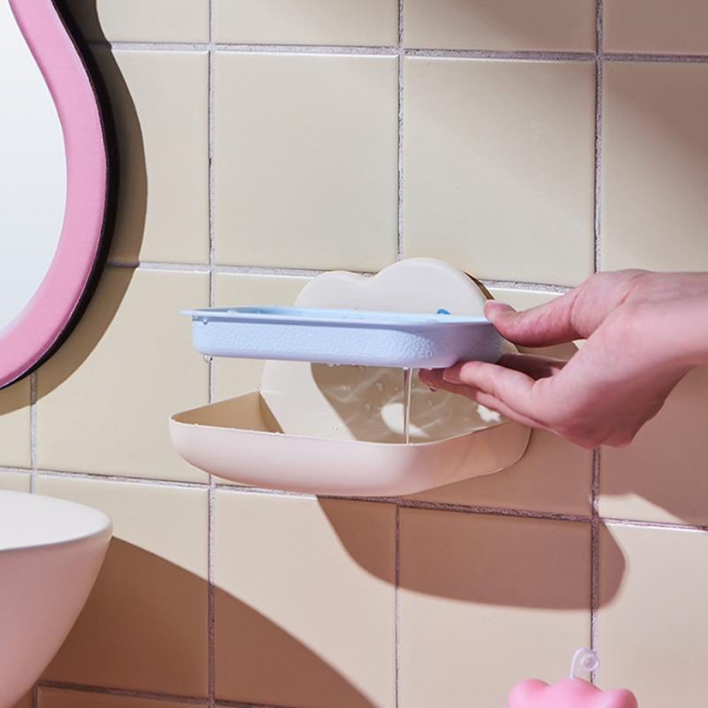 Kreative Wolkenform Seifenbox Entwässernd Rutschfest Seifenschale Wandmontiertes Badezimmerzubehör Niedlicher Seifenhalter für Zuhause Bad