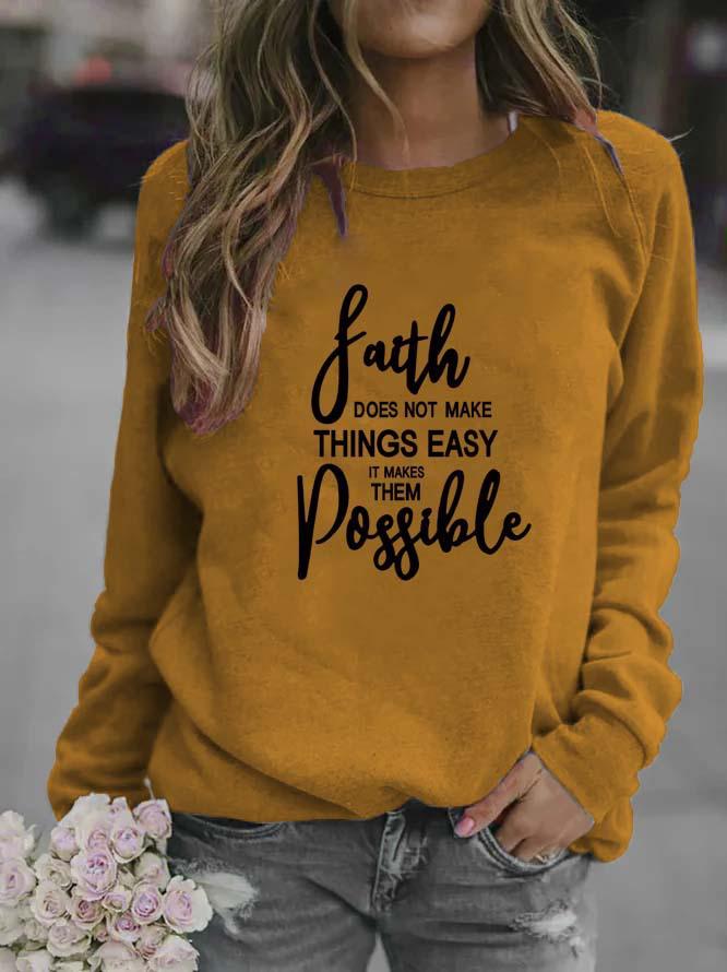 Women's Letter Print Round Neck Hoodie