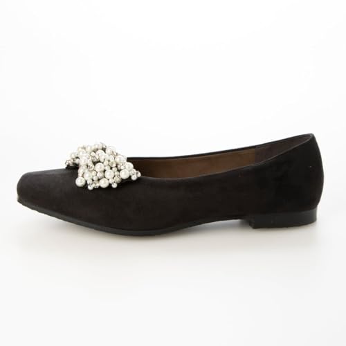 IK Plus Center Seam Flat Pumps, 2025-25, Women's, Black Suede, Size 23.5 cm, 3E