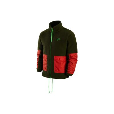 Embroidered Logo Zip-Up Fleece Jacket Men Outerwear Rough-Green DV8183-326
