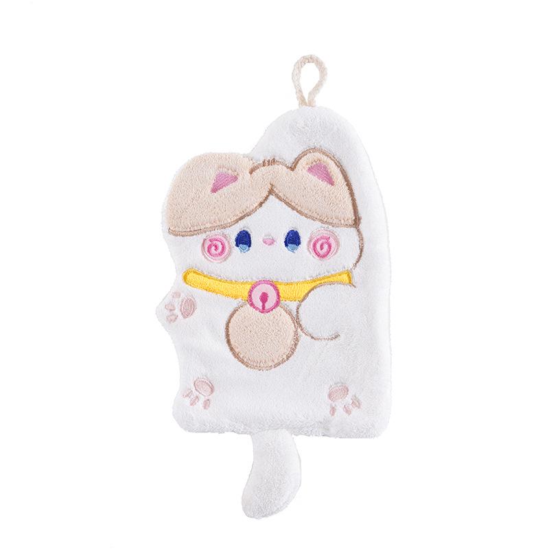 Absorbent Quick-Drying Coral Fleece Hand Towel - Lint-Free & Cute for Kitchen/Bathroom Hanging