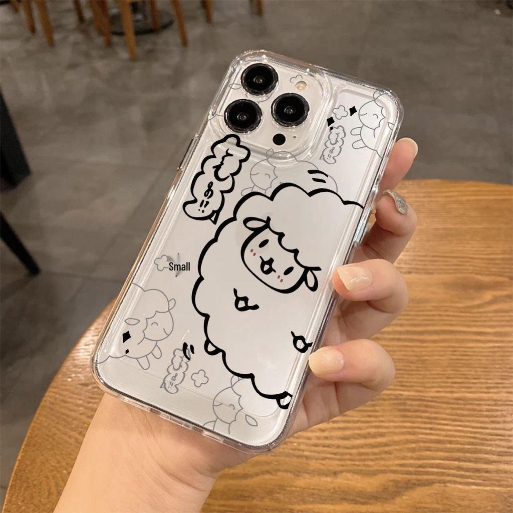 New Cloud Line Lambskin Soft Shell for Apple 16 Pro Max: Precise Hole, Cartoon Style