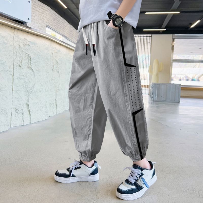 

Брюки для мальчиков, повседневные рабочие брюки, весенне-осенняя детская мода для больших мальчиков, свободные брюки, модные брюки до щиколотки 170 серый