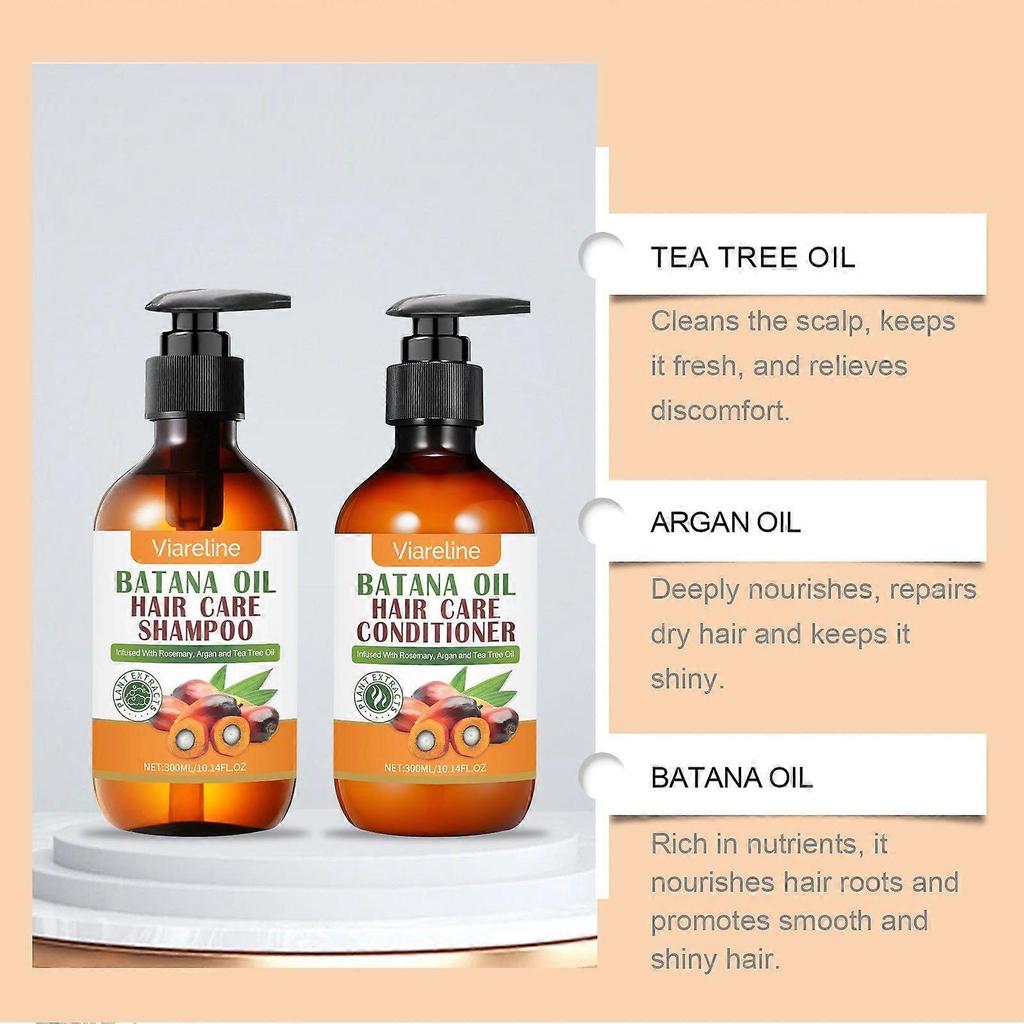 Batana Oil Hair Growth Shampoo and Conditioner Set Hair Loss Shampoo for Thinning Hair for Women and Men - Hydrates Dry Hair, Improves Scalp Health
