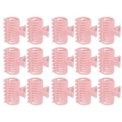 15PcsSet Curler Clip Hair Roller Fixing Clamp Holding Section Claw Hairdressing ToolPink