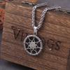 Retro Silber Hexagramm Anhänger für Männer und Frauen, Zwölfzackiger Stern, Marinekompass, Runde Marke, Feiner Schmuck, Mode
