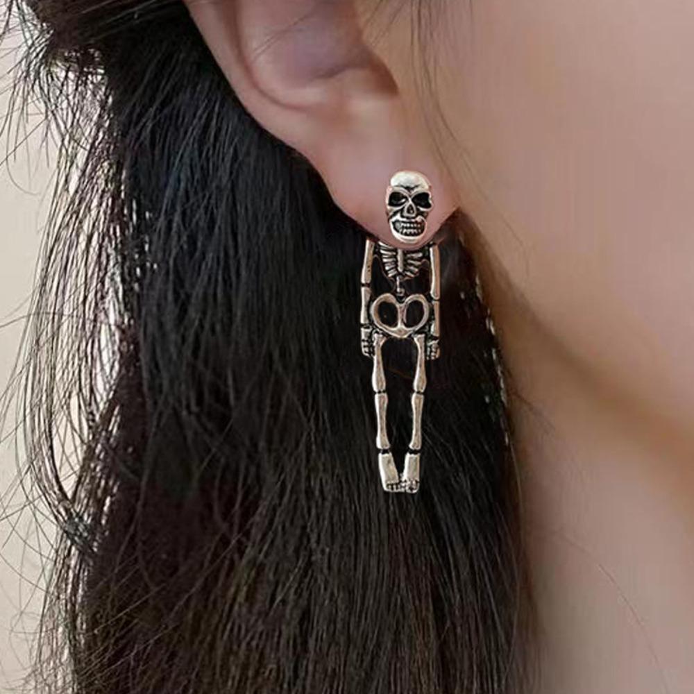 Skull Skeleton Earrings Hip Hop Imitation Human Bone Earrings Aesthetic Halloween Earrings  Gift