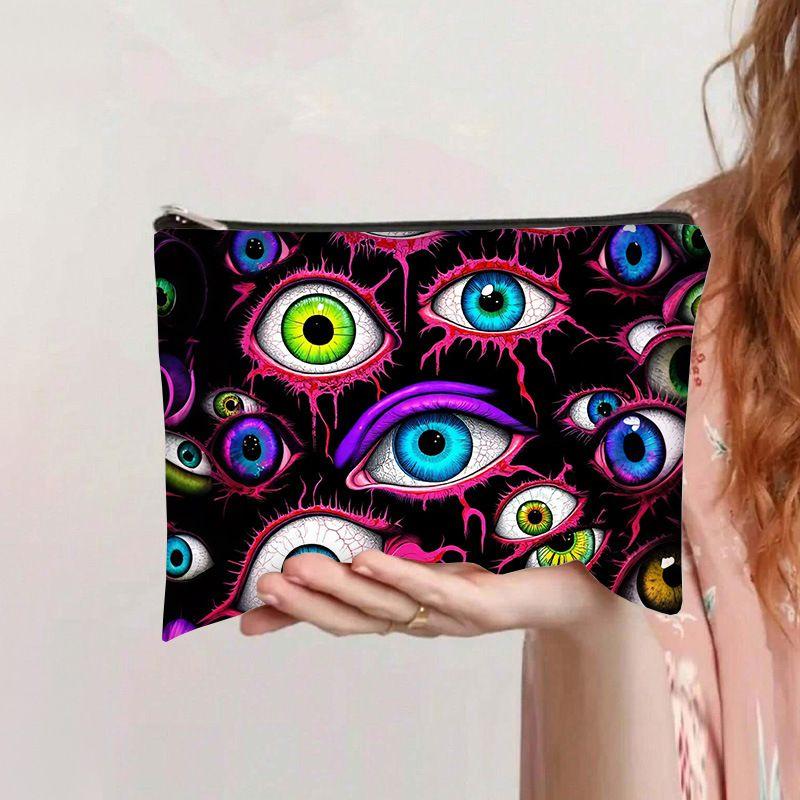 Selling Devil's Eye Canvas Cosmetic Bag Student Stationery Zipper Pencil Case Ladies Cosmetic Bag