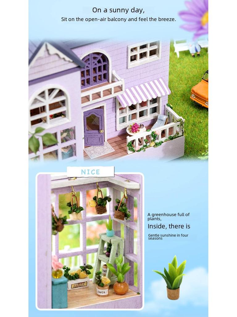 Happy Manor Wooden DIY Multi-Level Hut - Molan Manor Handmade Gift for Women