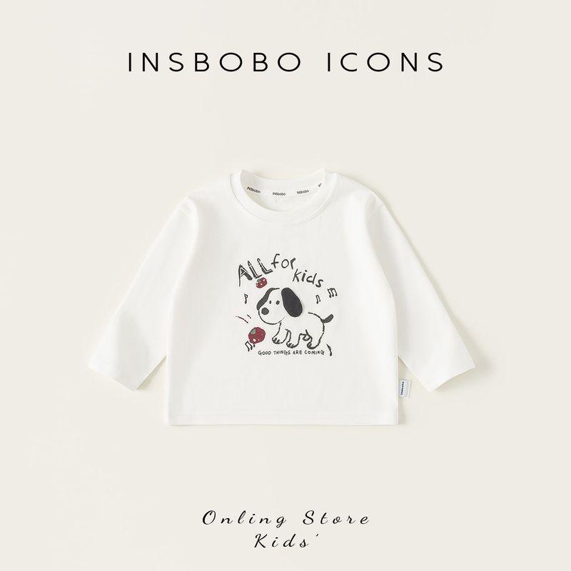 Insbobo Children s Base Layer Shirt 2026 Spring Girls  T-Shirt New Long-Sleeve Spring Clothing Boys  Clothes Children s Clothing Spring and Autumn White 80