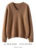 2025 Korean-Style Thick Cashmere V-Neck Loose Sweater - Women's Autumn/Winter Knit with Drop Shoulders and Long Sleeves.