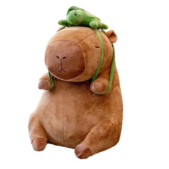 Capybara Plush Doll Soft Stuffed Animal Pillow Comfortable Hugging Toy with Cute Turtle Accessory Cozy Cushion Gift for Kids Adults