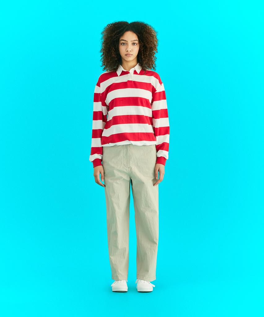 ERER Oxford Collar Stripe T-Shirt Red