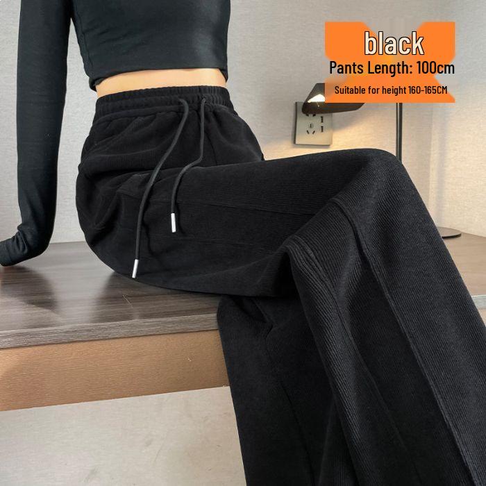 

Women s Plus Size Chenille Wide-Leg Pants, Autumn/Winter Spliced Banana Straight, Floor-Length 80-300 Jin. L (85-110 Jin)