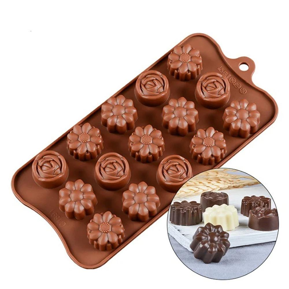 Silicone molds for chocolate,non-stick baking,and various shapes of candy and butter,love hearts,flowers,kitchen handmade DIY