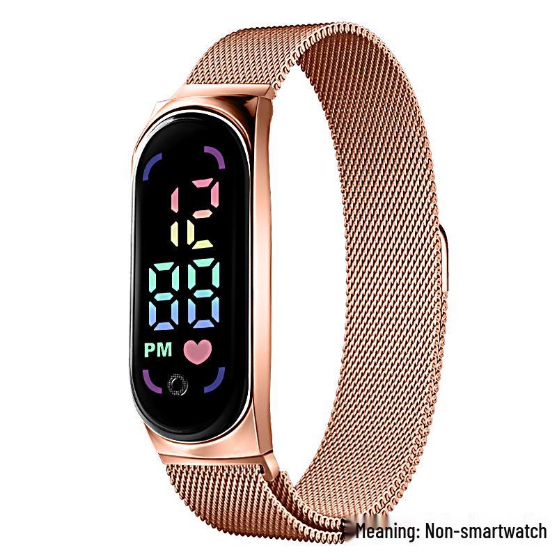 Waterproof Magnetic LED Digital Sports Watch for Students with Alloy Bracelet - Children's Gift