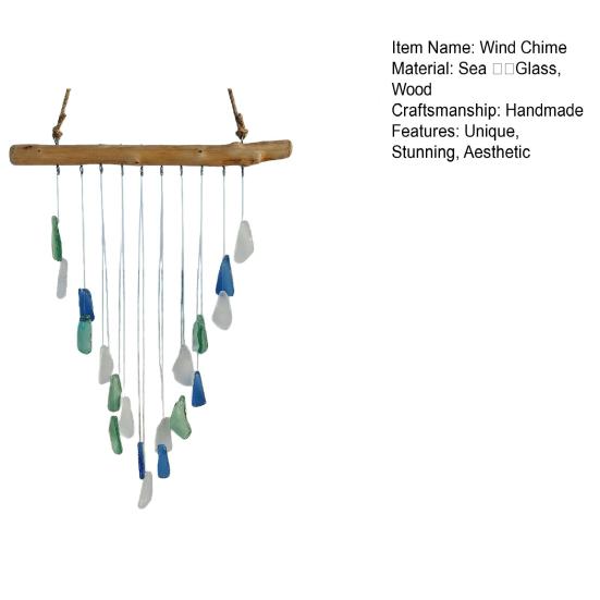 Sea Glass Wind Chime for Outside Handcrafted Coastal Style Hanging Wind Chime for Garden Backyard Home Indoor Outdoor Decoration