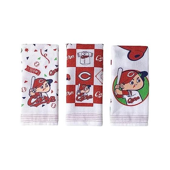 Context Carp Approved Towel Tenugui Set of 3 - Hiroshima Carp Official Goods, Lightweight, Quick-Drying, 100cm Cotton Face Towel for Daily Use,