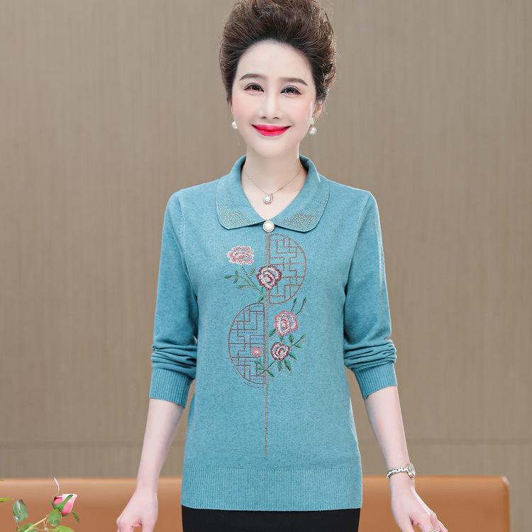 T-Shirt Mittelalterliche und ältere Frauen Oma Frühling und Herbst Damenkleid Bluse Alte Dame Schwiegermutter Kleidung