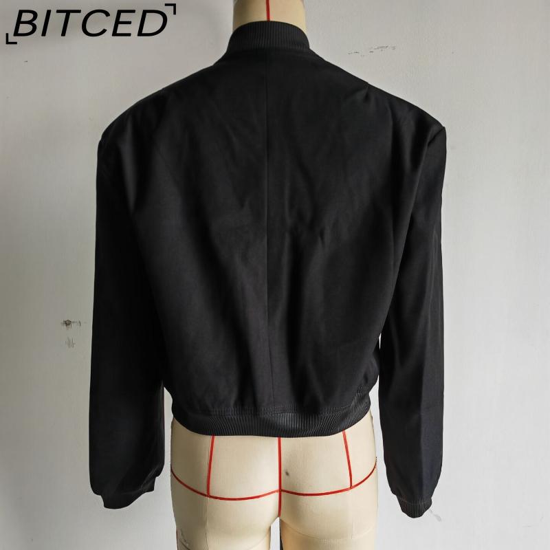 BITCED Spring Women's Oversized Pocket Jacket with Stand Collar