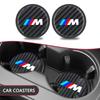 2pcs Carbon Fiber Non-slip Water Cup Mat Car Accessories Silent Coaster For BMW M Emblem E46 E36 E34 F10 E90 F30 E60 F30 E53 E30