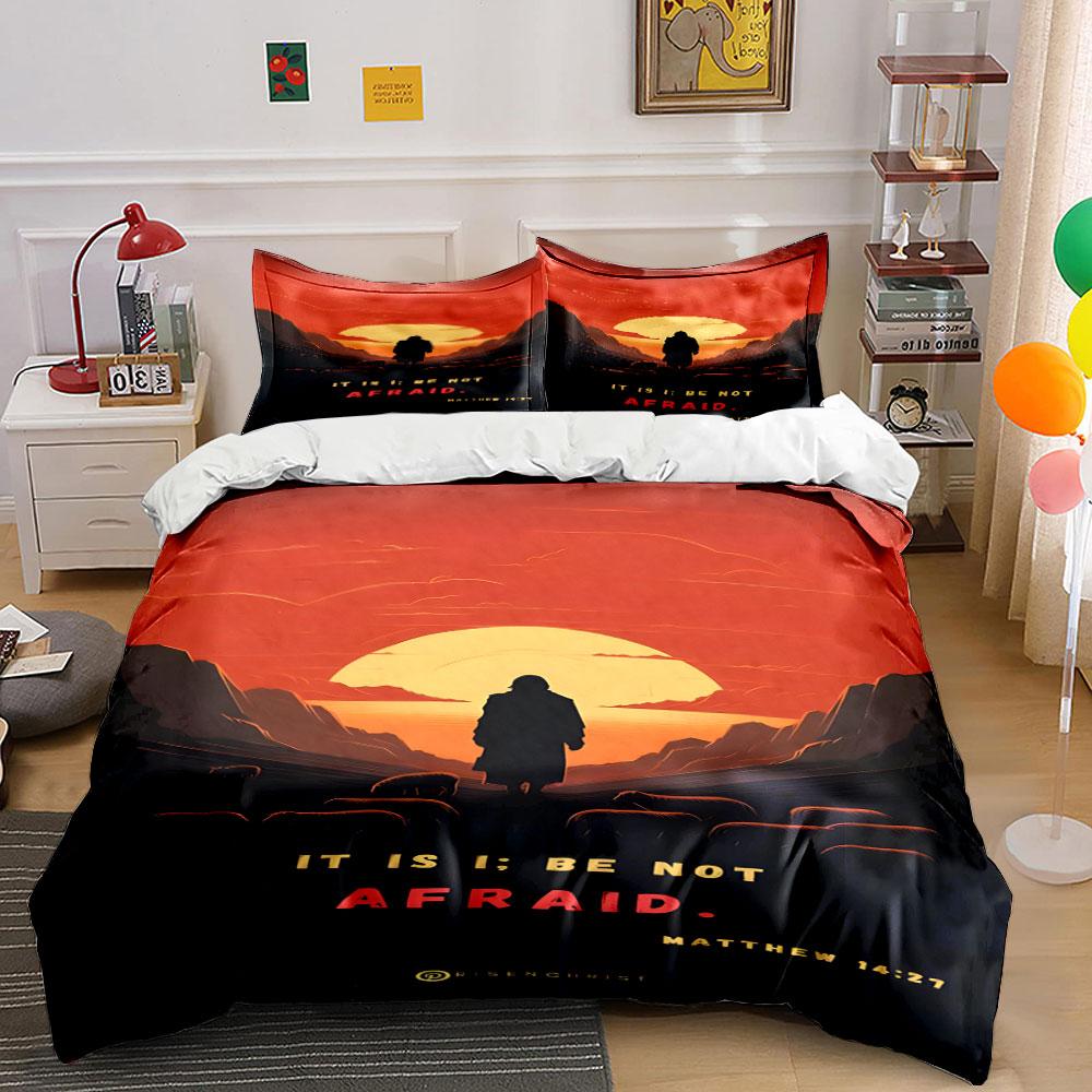 Silhouette, sunset, text, mountains. Bedding sets Duvet cover sets Duvet covers Pillowcases(1 * Duvet Cover 2 * Pillowcases without duvet insert) 135x200cm