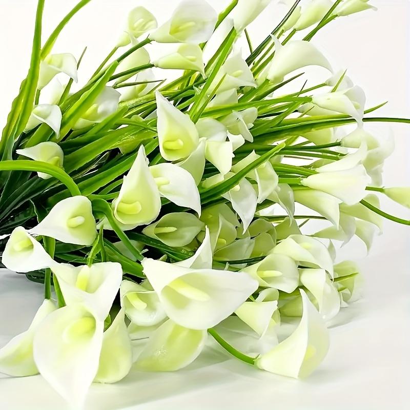 1pc Elegant Artificial Calla Lily Bouquet - Realistic White Plastic Flowers with Green Stems, Perfect for Home Decor, Weddings, Indoor/Outdoor Use