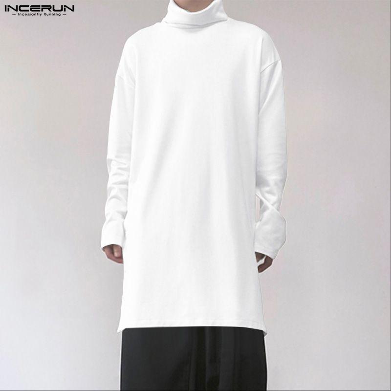 INCERUN Herbst Winter Herren Rollkragen Langarm Hohe Schlitze Lässige Lange Pullover Tops