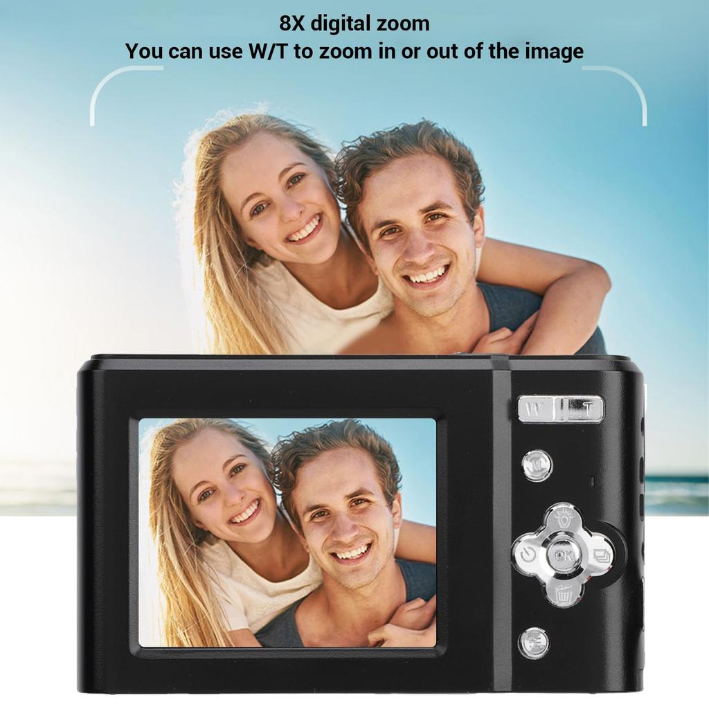 48MP 2.7K HD Autofocus Vlogging Camera with 2.4-inch Screen and 8X Digital Zoom, Compact Travel Video Camera for Kids, Teens, and Beginners (Black)