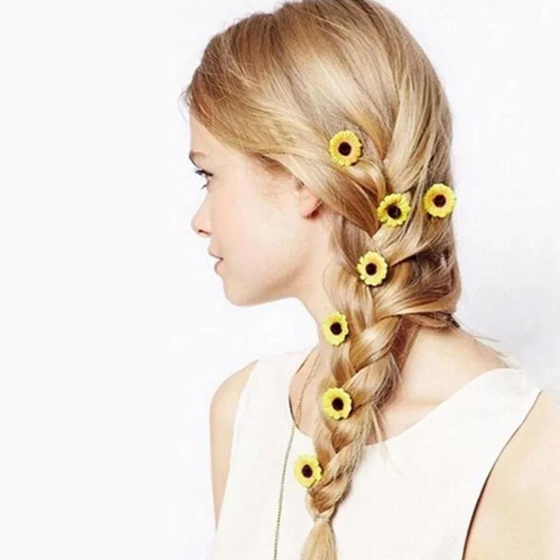 Nowe 5 szt. Ślubne Studniówkowe Żółte Słoneczniki Wsuwki do Włosów Akcesoria do Włosów Klipsy do Włosów 2024