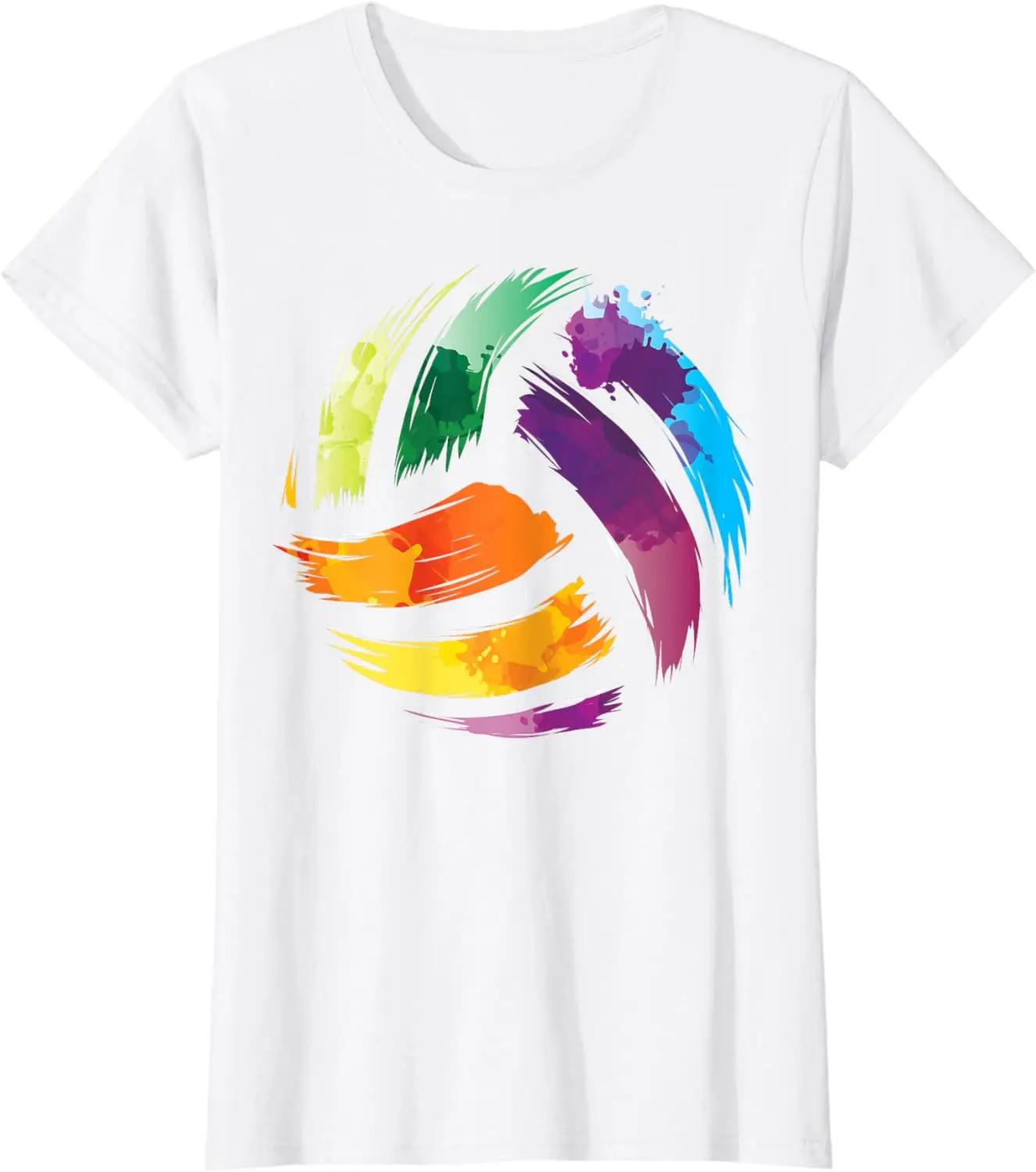 

Funny Birthday Gift Colorful Volleyball Cute Colorsplash Ball T Shirt Men Women Short Sleeve T-Shirt Harajuku Graphic T Shirts 4XL