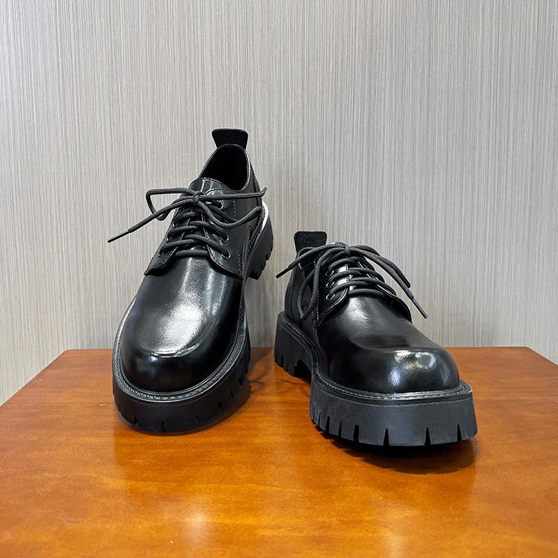 Muffin Heel Small Leather Shoes Men'S Retro Yellow Single Shoes British Style White Loafers Niche Casual Shoes 2135-T