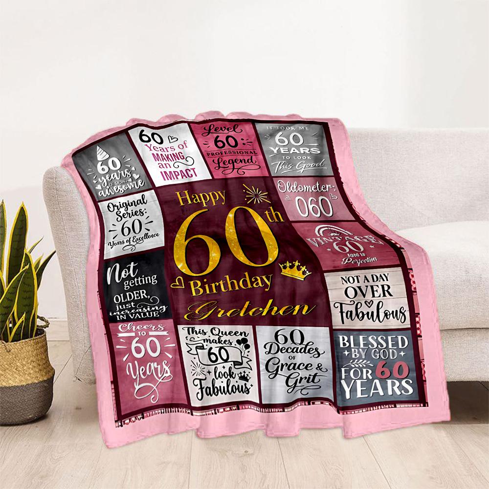 1pz Coperta Celebrazione Felice 60° Compleanno Morbida e Calda per Divano Ufficio Campeggio Viaggio Soggiorno Ottimo Regalo per Amici e Famiglia Confortevole