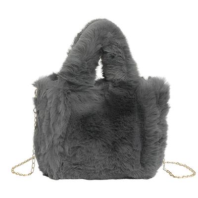 Zimowa Puszysta Torba na Ramię, którą można nosić lub w Mini Torebce z Sztucznym Uroczym i Szarym [UQQA] Torba/Torebka Damska, Futro, Crossbody, Na Ramię, Ręczna,