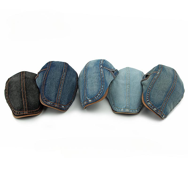 Spring New Washed Denim Hat Men's Beret British Retro Cap Women's Casual Forward Hat