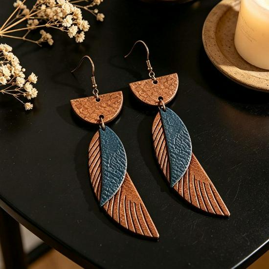 Creative PU Leather Earrings: Diverse Styles & Shapes for Unique Personality
