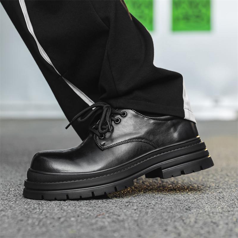 Fashion Thick soled Derby men's leather shoes Fashionable classic minimalist style Outdoor leisure business Adult quality wedding shoes