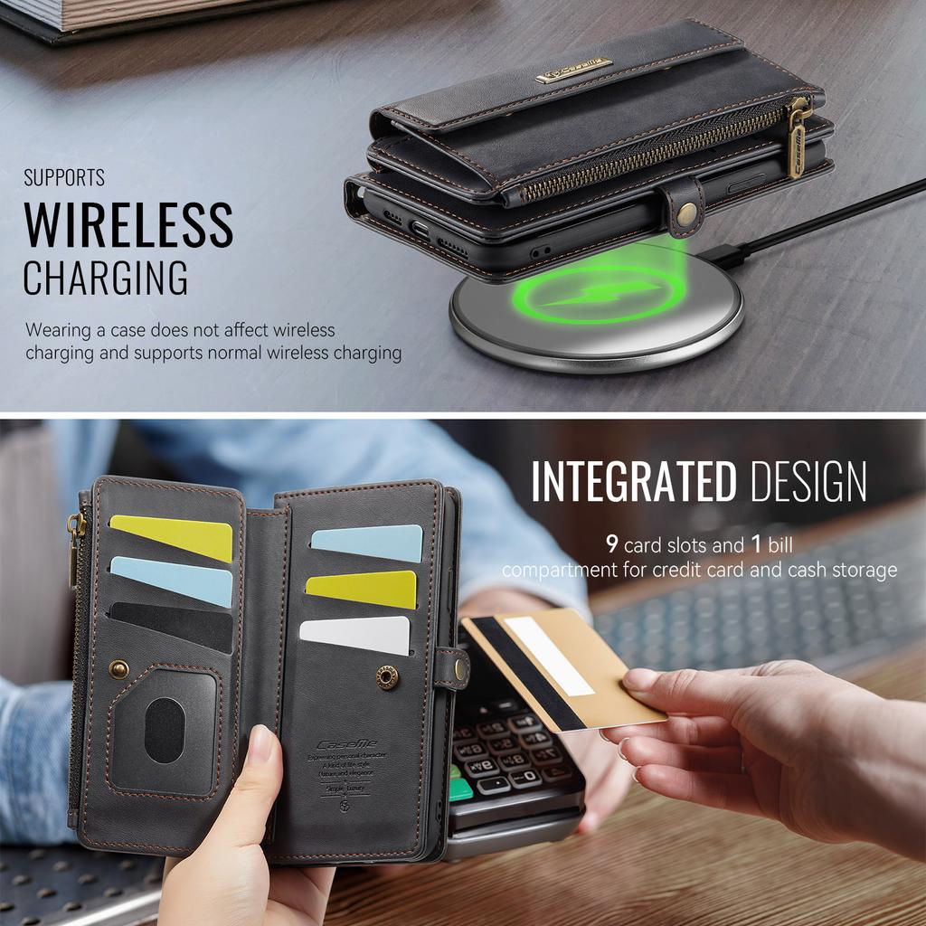For iPhone 11 Pro Max Case CASEME C39 RFID Blocking Zipper Wallet Stand Leather Cover with Strap