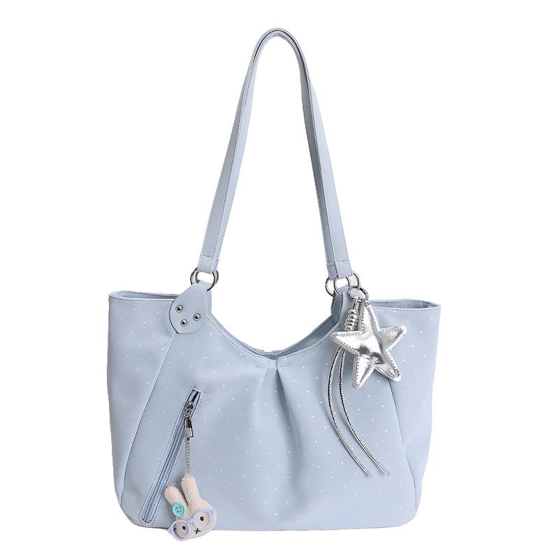 Borsa Tote a Pois Vintage da Donna Stile Coreano Grande Capacità Borsa a Spalla