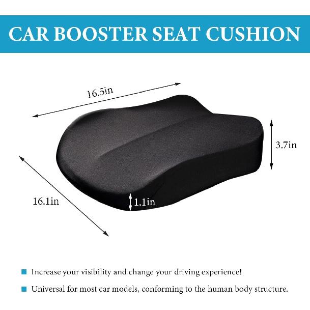 Car Seat Cushion, Comfort Ergonomic Memory Foam Seat Cushion for Tailbone Back Pain Relief, Breathable Car Cushion Suitable for Short People Driver