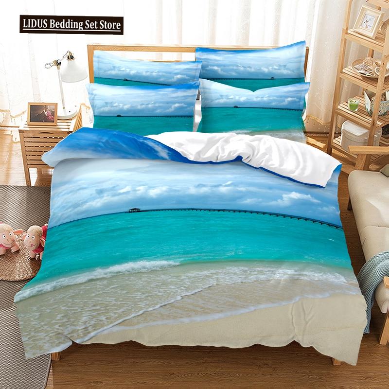 

Sea Landscape Beach Chair Cloud Duvet Cover Set King Queen Size Comforter Cover For Teens Polyester Bedding Set With Pillowcase EU single(135x200cm)