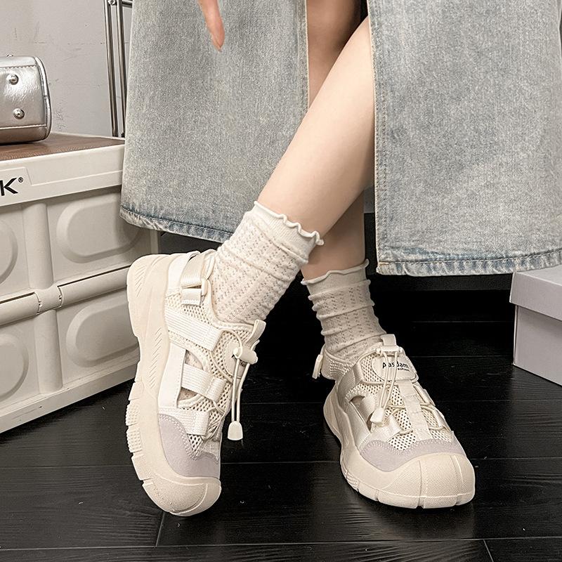 

Спортивные сандалии женские 2025 новые летние на толстой подошве дышащие с вырезами для ног сетчатые туфли для альпинизма и походов по ручьям популярны 40