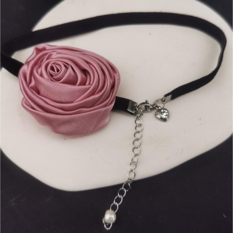 Elegante Blumen Choker Halskette Gothic Seil Choker Stoff Kragen Halskette Geeignet für Hochzeitsfeier Geburtstag Weihnachten