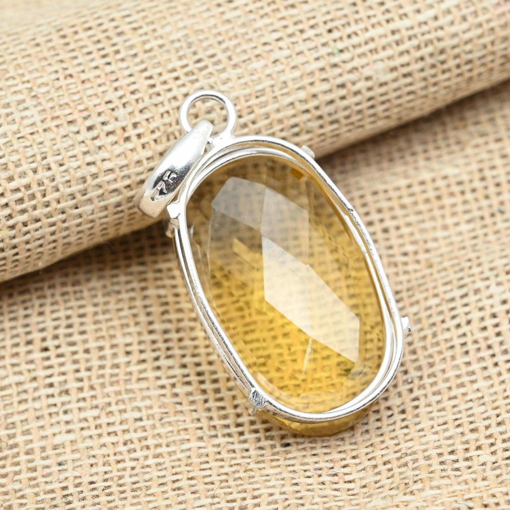 Faceted Morganite Gemstone Solid 925 Sterling Silver Handmade Elegant Pendant Jewelry