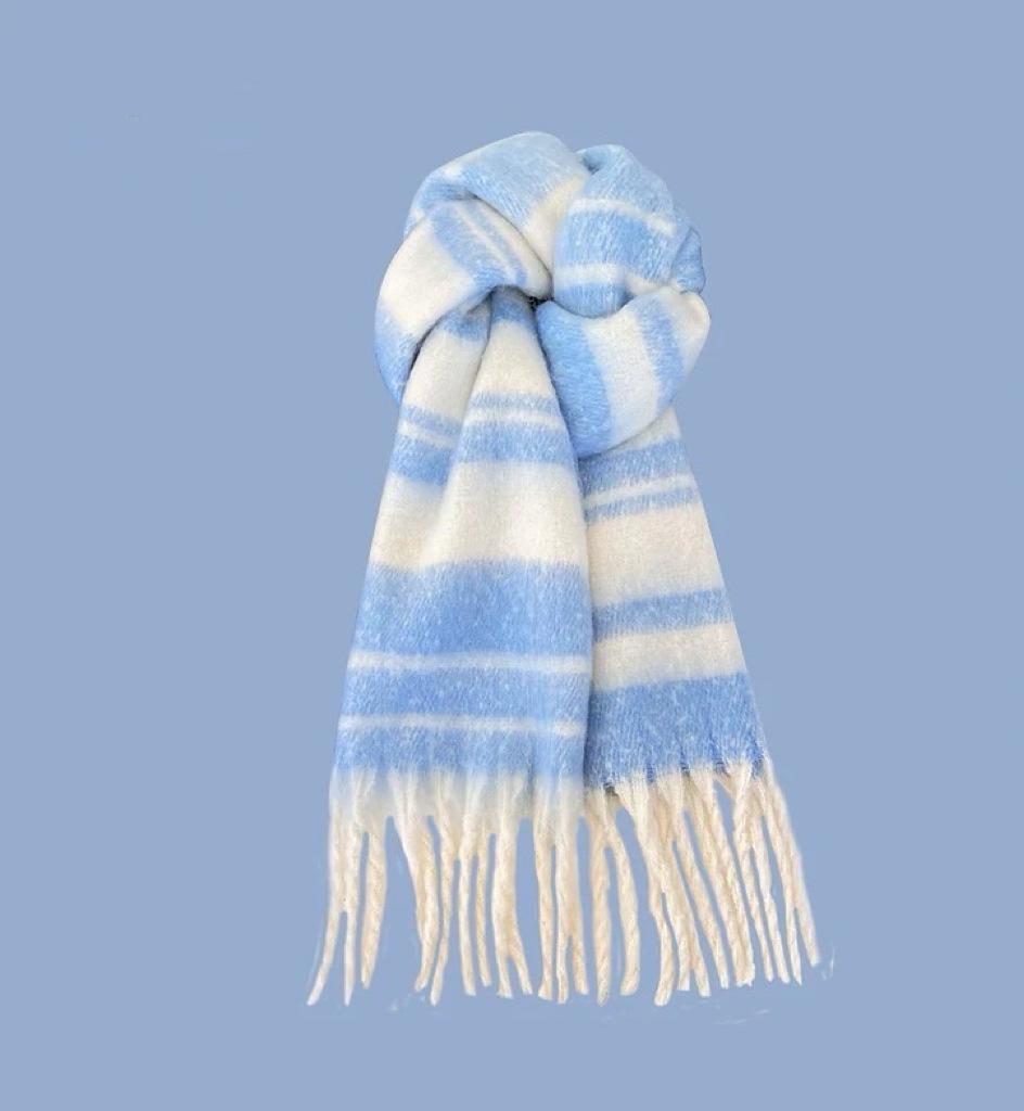 Women's Autumn & Winter Plaid Scarf: Thick Imitation Cashmere Shawl, Solid Color Neck Warmer for Students