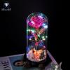 Rose Flower Preserved in Glass Dome with Night Light - Mother's Day or Birthday Gift Ornament