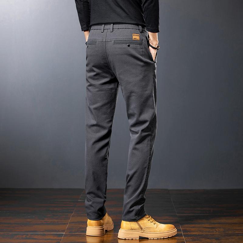 Fashion Korean Clothing Spring Men's Slim Casual Pants Business Straight Twill Cotton Elastic Trousers Plus Size