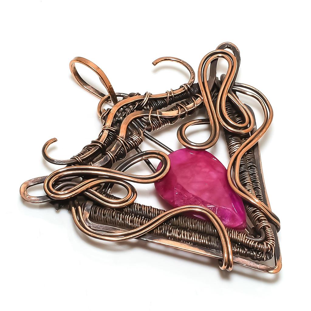 Ruby Pendant Gemstone Jewelry, 999 Copper Wire Wrapped Handmade Pendant, Latest Design Jewelry