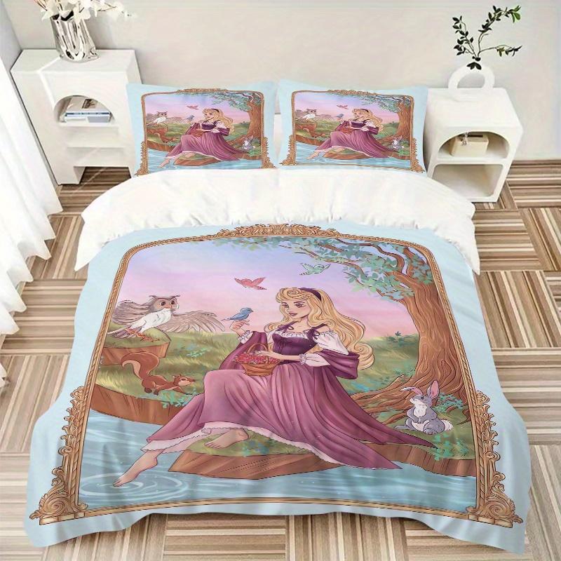 Set Biancheria da Letto Aurora La Bella Addormentata 3 Pezzi 1 Copripiumino Morbido + 2 Federe, Lavabile in Lavatrice, Adatto a Tutte le Stagioni B084