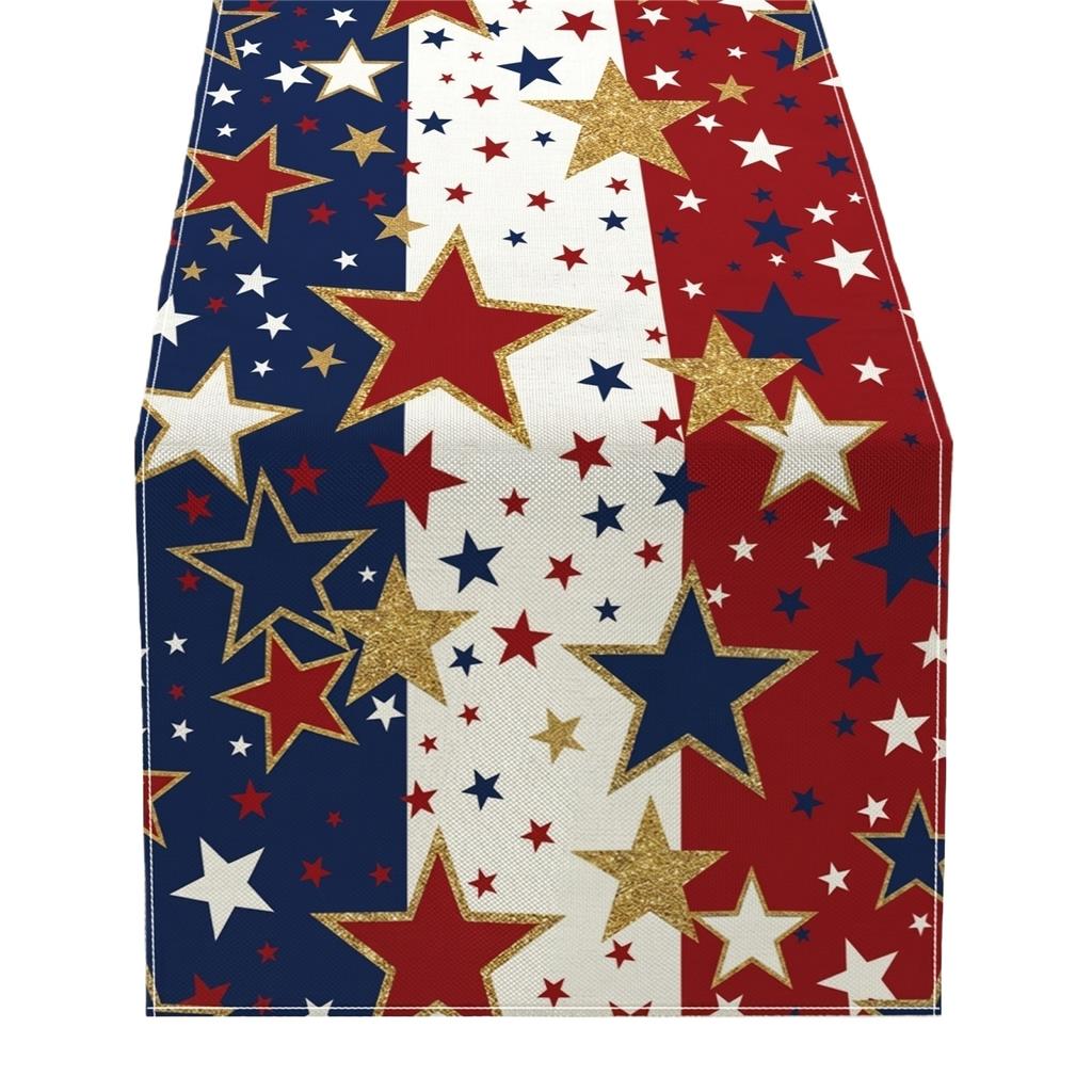6. US 0th Anniversary Kitchen Decor Table Runner, US Independence Day Premium Tablecloth